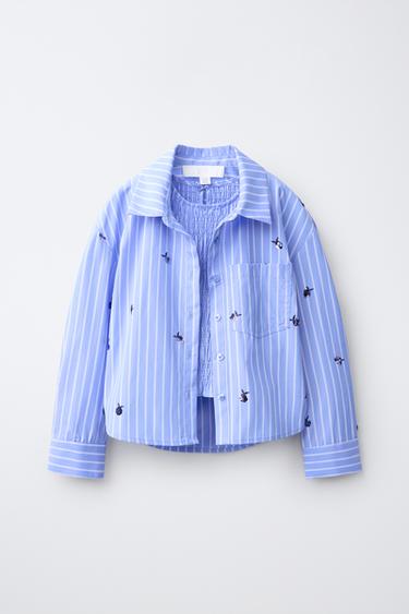STRIPED SHIRT AND GATHERED TOP PACK WITH SEQUIN APPLIQUÉ - Blue by Zara - Image 0
