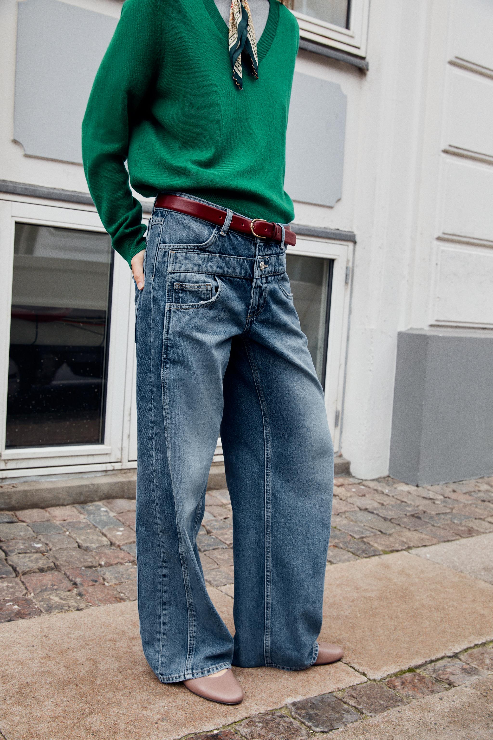 Zara Z1975 Geniş Paça Çift Bel Jean görsel 2