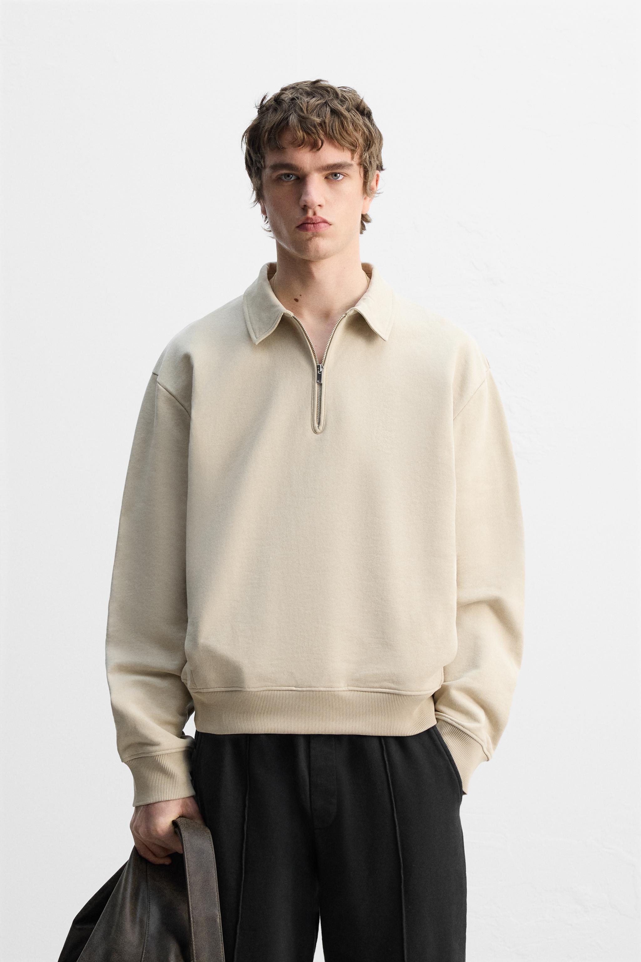 POLO-SWEATSHIRT MIT REISSVERSCHLUSS - Beige | ZARA