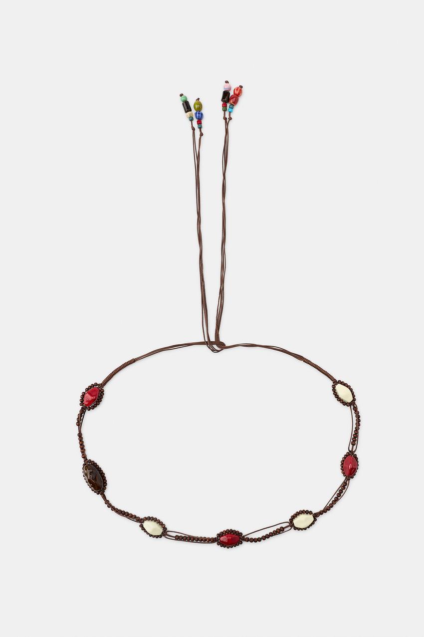 Red Cord Multi-Stone Tie Belt 45mm x 50mm Red Rhinestone Crown Bolo Tie, 36 main image 3