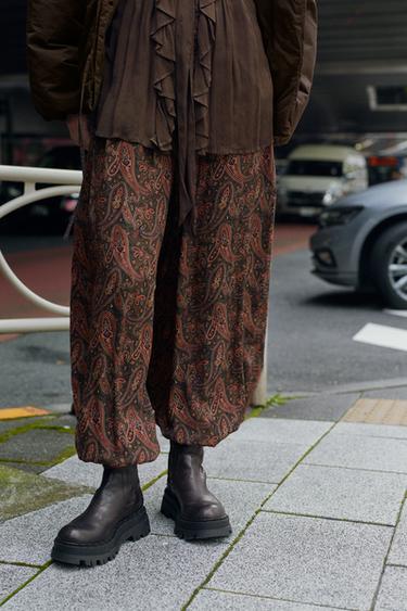 ヴィンテージ風プラットフォームショートブーツブラウンZaraのヴィンテージ風プラットフォームショートブーツ - ブラウン