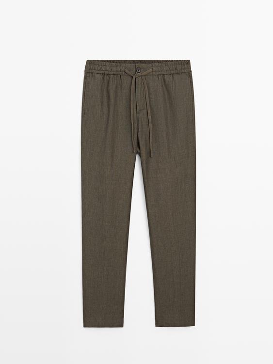 100% linen jogger fit trousers