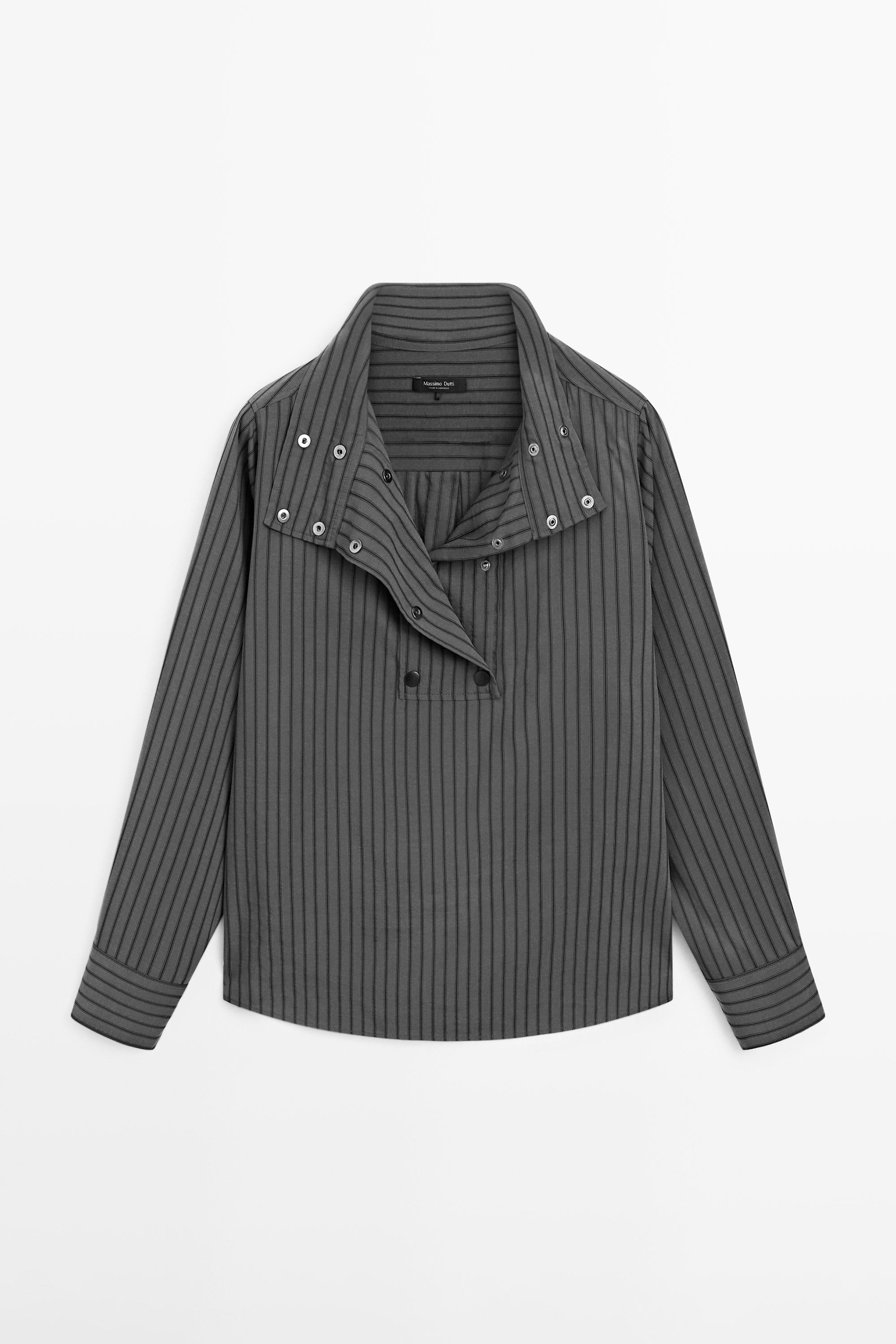 Chemise fluide rayée avec détail au col
