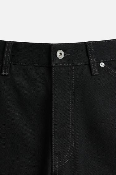 BAGGY FIT DENIM BERMUDA SHORTS WITH STITCHING - Black by Zara - Image 7