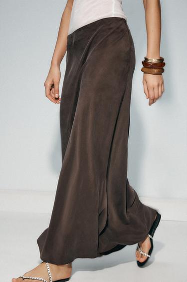 FALDA LARGA ZW COLLECTION - Marrón de Zara