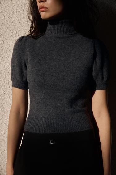 SHORT PUFF SLEEVE JUMPER - Grey by Zara