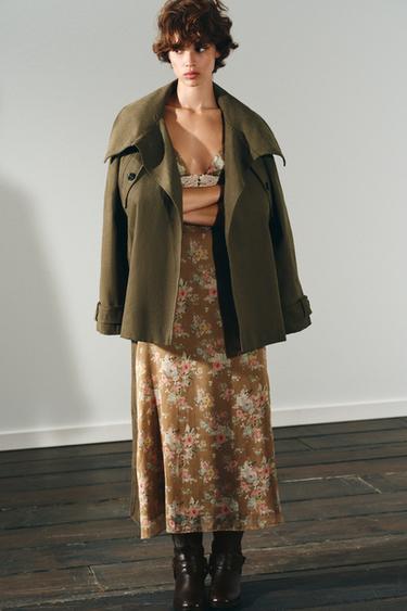 FLORAL PRINT LACE MIDI DRESS - Khaki by Zara - Image 5