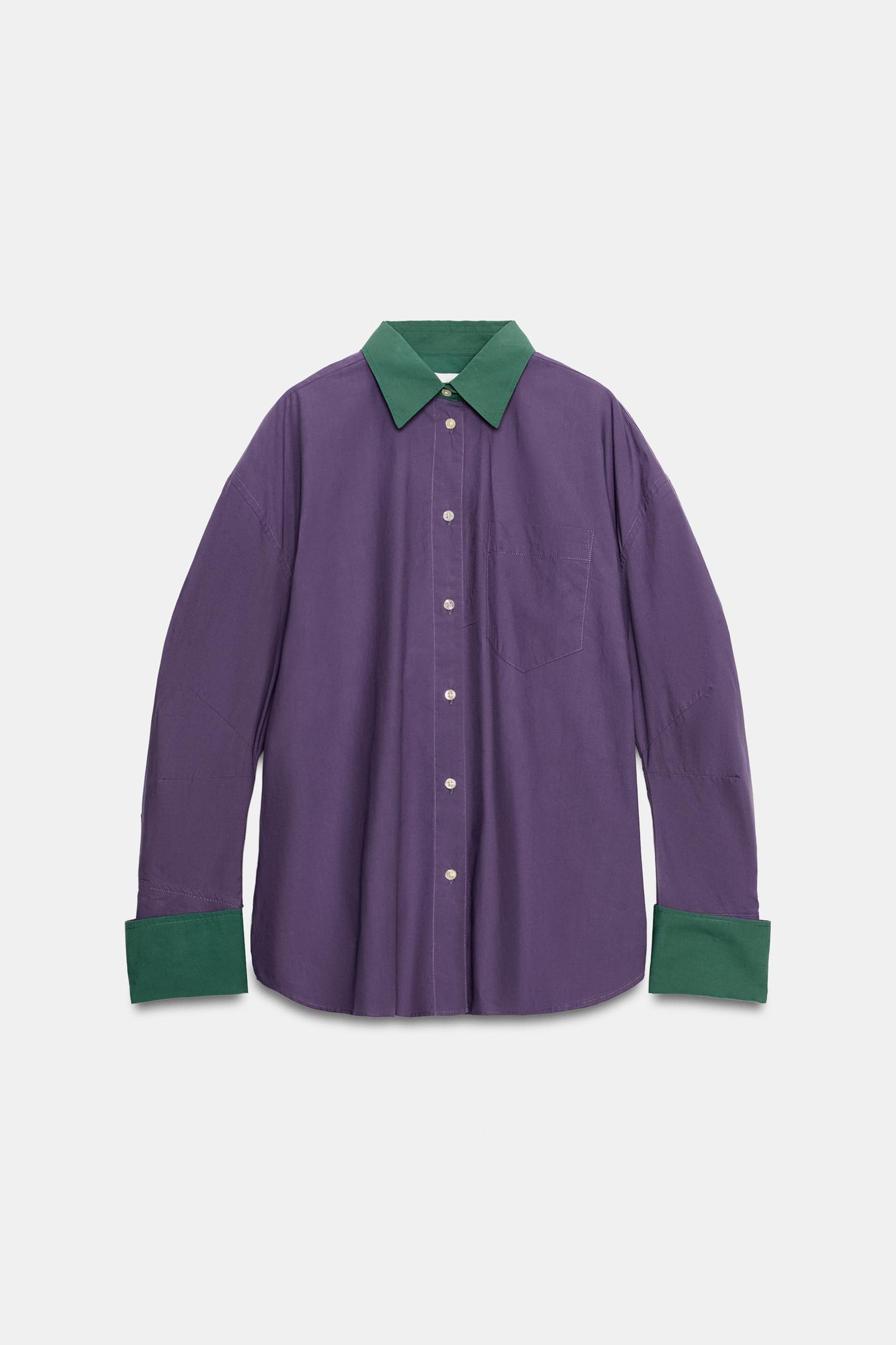 Женская рубашка Zara Fruit OF the Loom™ Contrast-Fabric, цвет: Сиреневый — фото 2