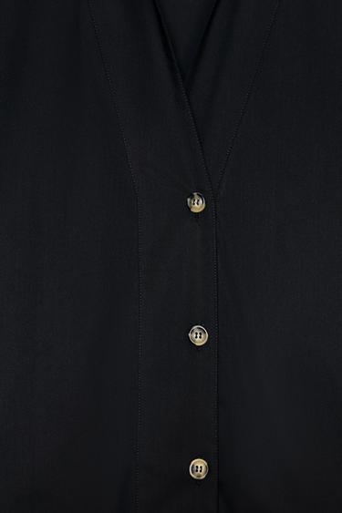 V-NECK POPLIN SHIRT - Black by Zara - Image 8