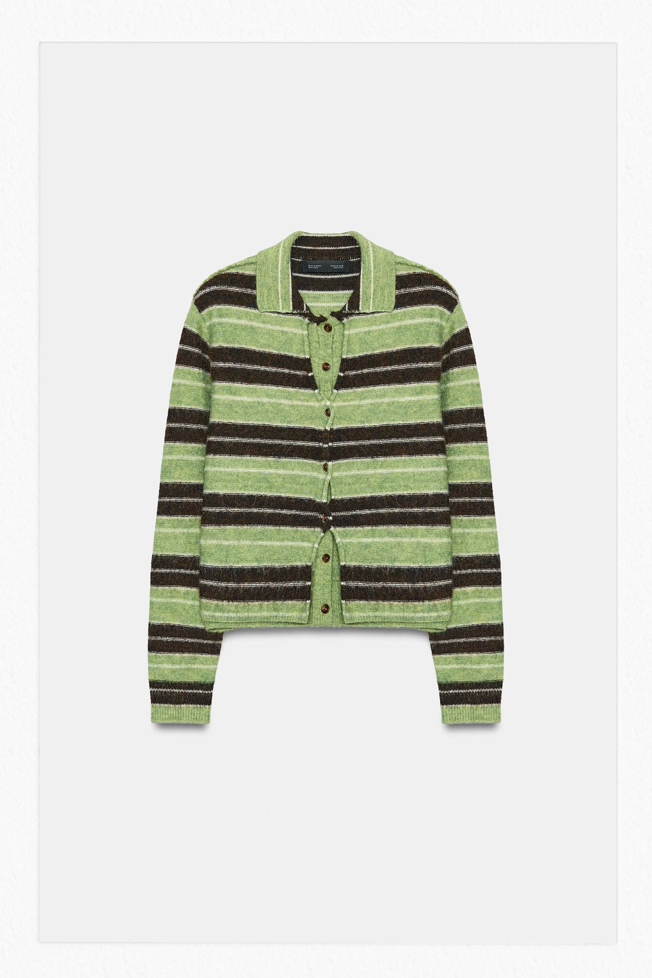 STRIPED CARDIGAN — Brown / Green