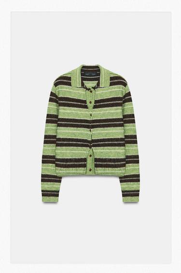 STRIPED CARDIGAN — Brown / Green 1