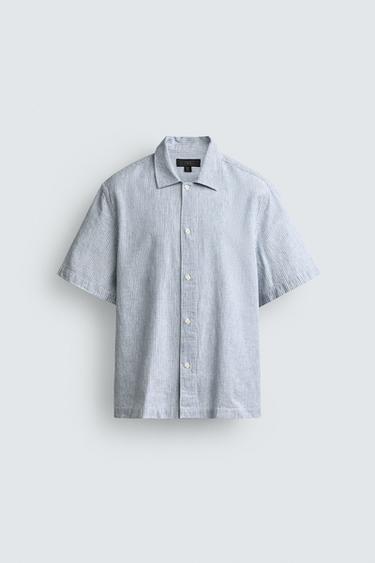 STRIPED FLOWING SHIRT - Light blue by Zara