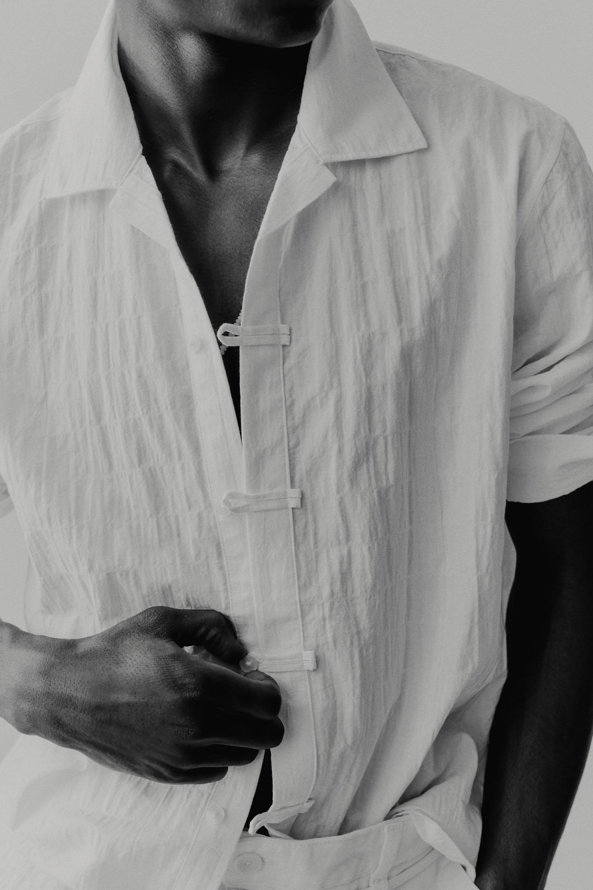 RELAXED FIT CREASED-EFFECT SHIRT WITH FROG FASTENING | ZARA Singapore