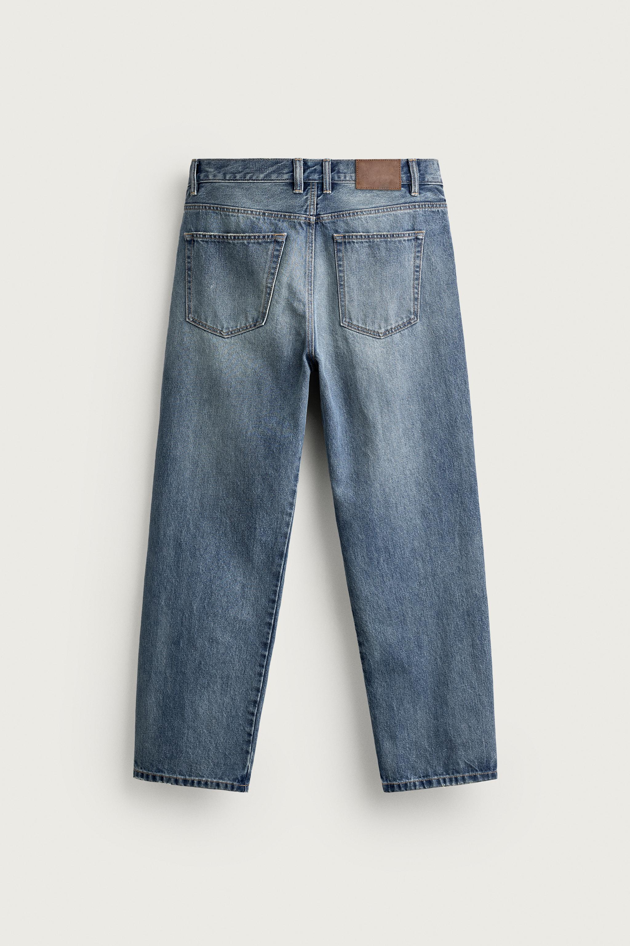 RELAXED ANKLE FIT JEANS — Mid-blue