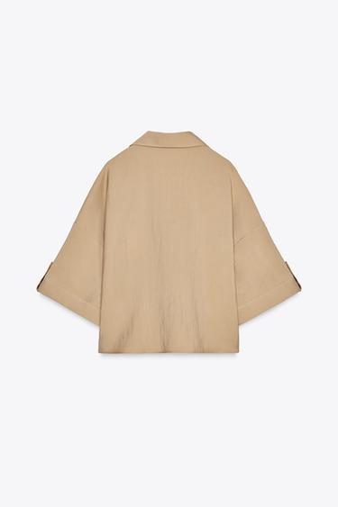 CHEMISE MANCHES COURTES AMPLES - Camel moyen de Zara - Image 7