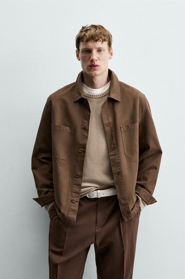 SOBRECAMISA REGULAR FIT CANVAS - Marrón de Zara