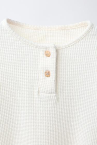 WAFFLE-KNIT HENLEY BODYSUIT - Ecru by Zara - Image 2