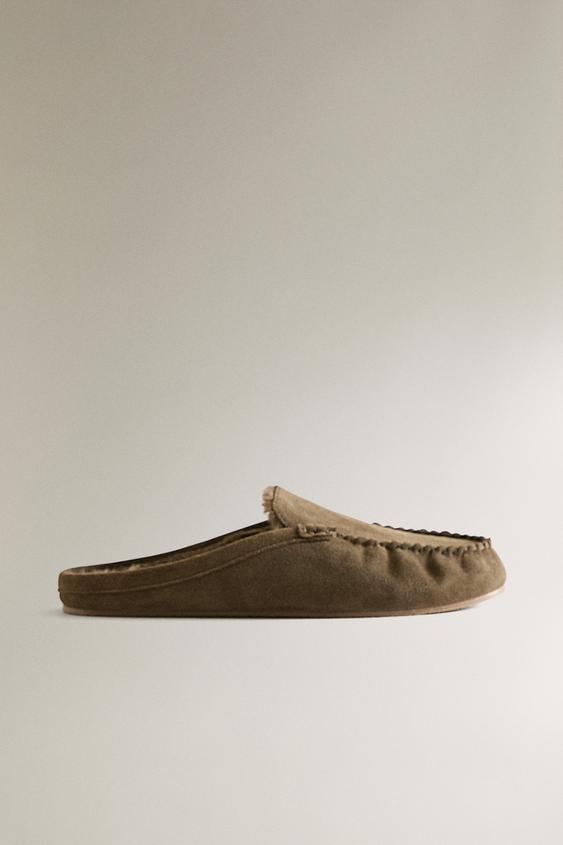 WARM LEATHER LOAFERS - Green by Zara - Image 0