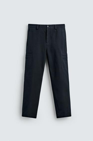 STRAIGHT-LEG CARGO TROUSERS - Navy blue by Zara