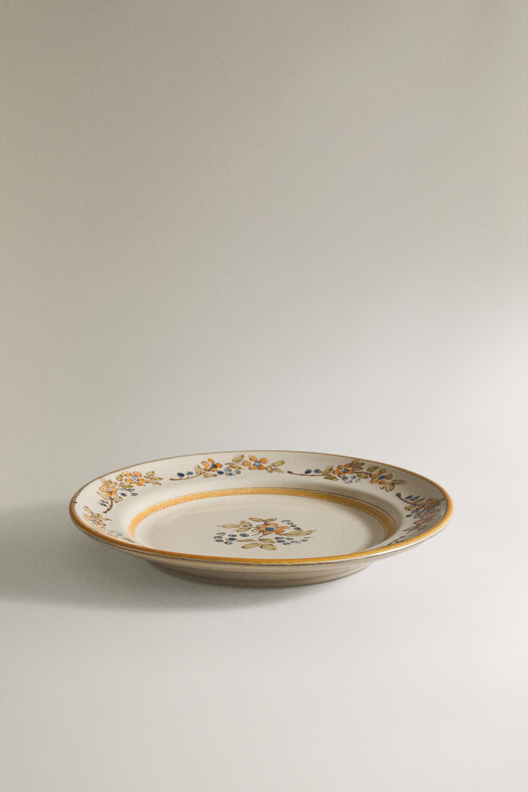TERRACOTTA FLORAL DESSERT PLATE