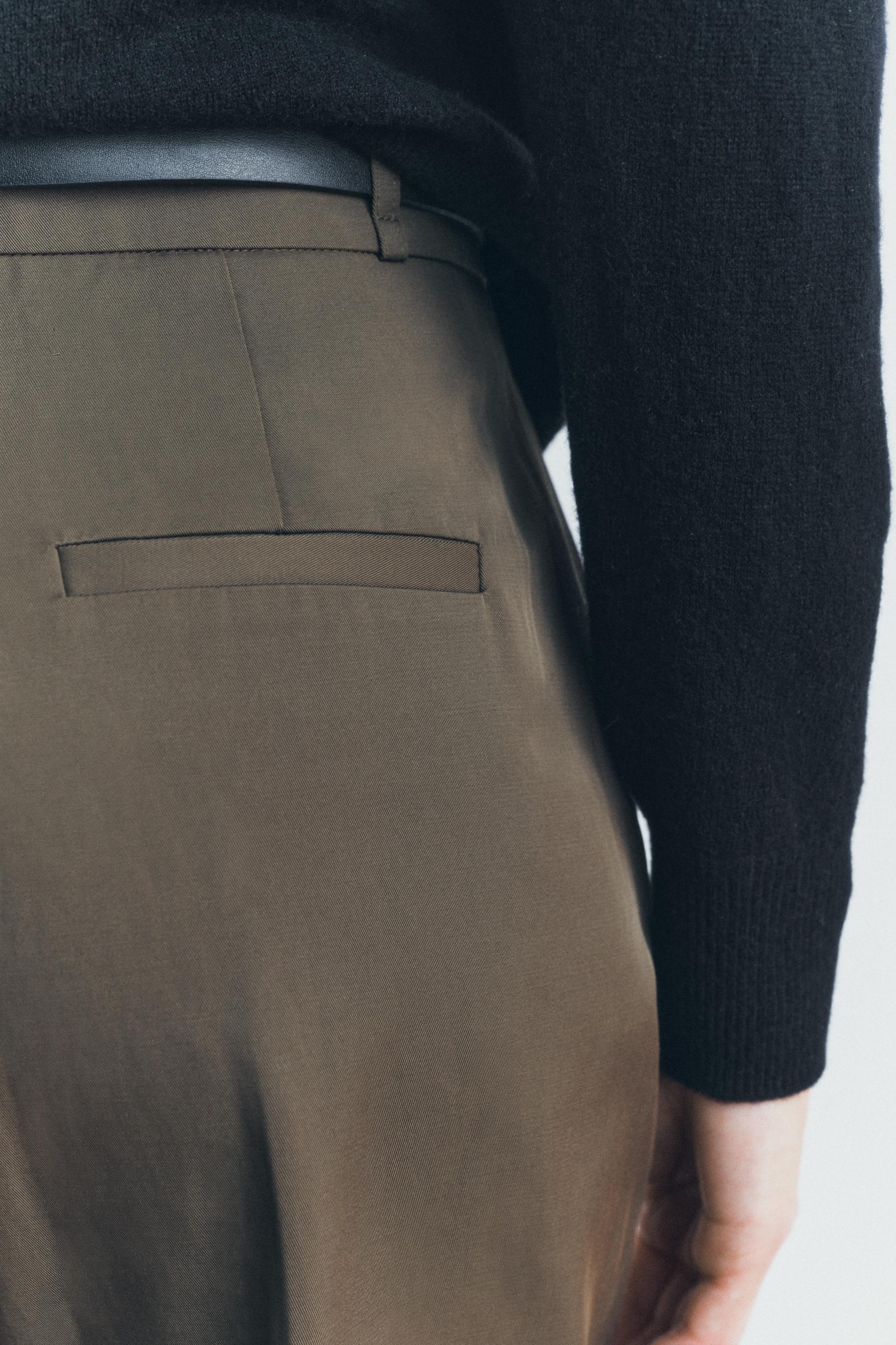ZWコレクション ベルト付きパンツ - カーキ | ZARA Japan / 日本