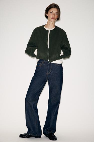 Zara SOFT-TOUCH BOMBER JACKET - Khaki