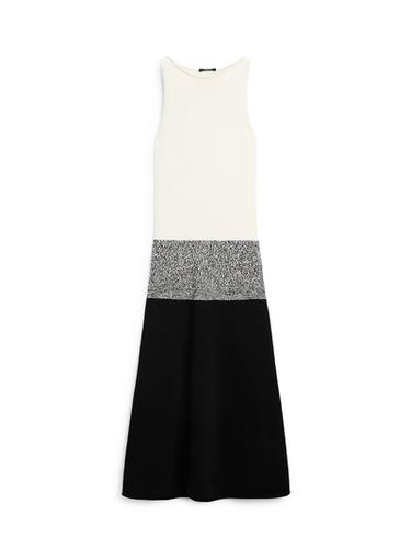 Zara 100% cotton contrast knit midi dress - Black