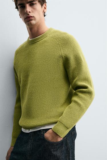 PULL STRUCTURÉ CANNELÉ - Vert clair de Zara - Image 6
