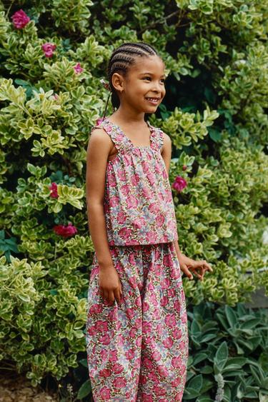 FLORAL PRINT SAROUEL TROUSERS MADE WITH LIBERTY FABRIC - Fuchsia by Zara