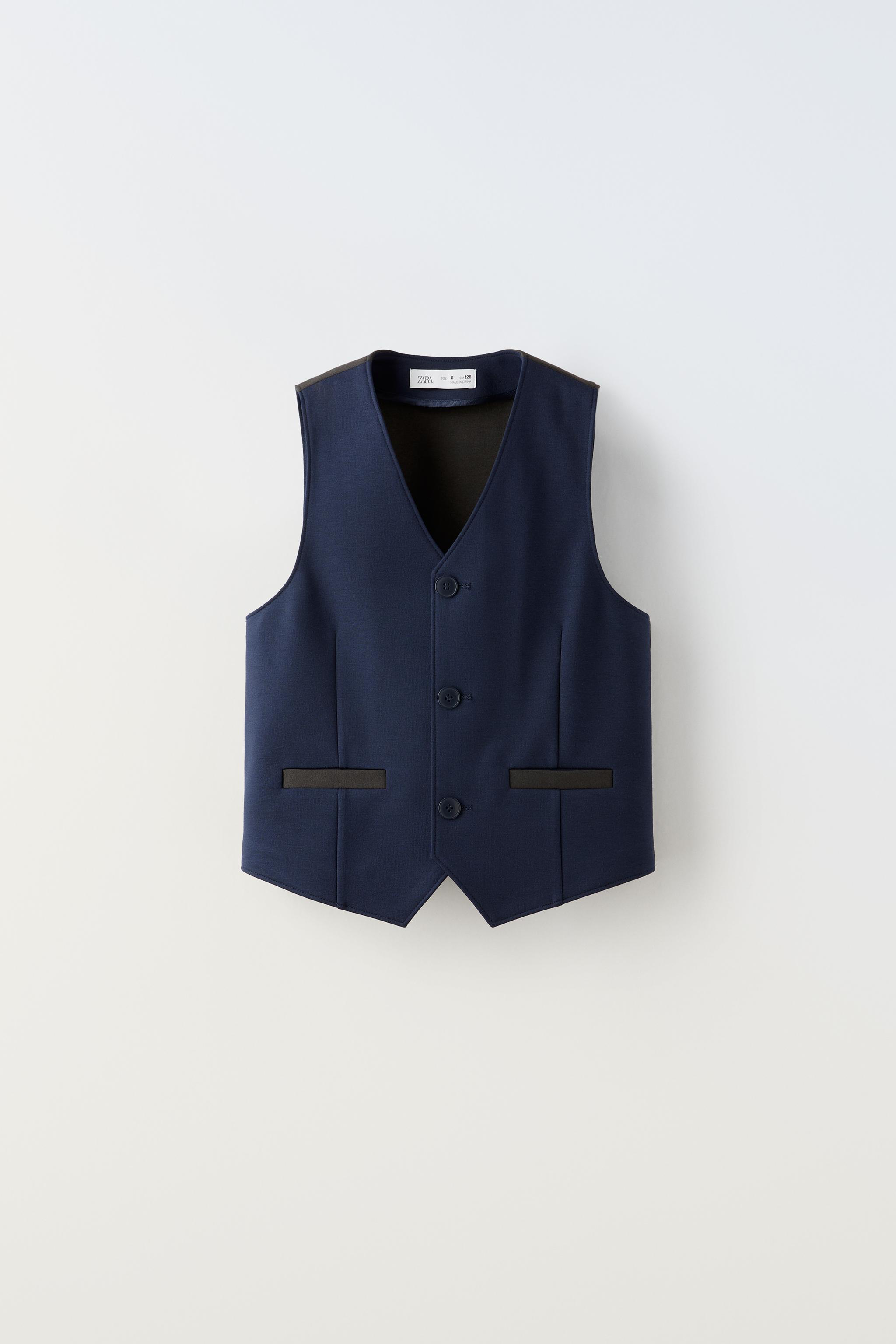 ZARA WAISTCOAT WITH CONTRAST 黒 ベストカーディガン - トップス