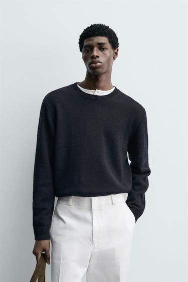 FINE-KNIT WOOL JUMPER - Dark navy by Zara