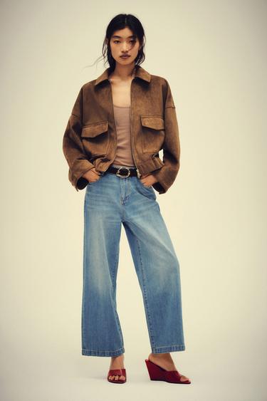 Zara 人造麂皮外套 - 深卡其色