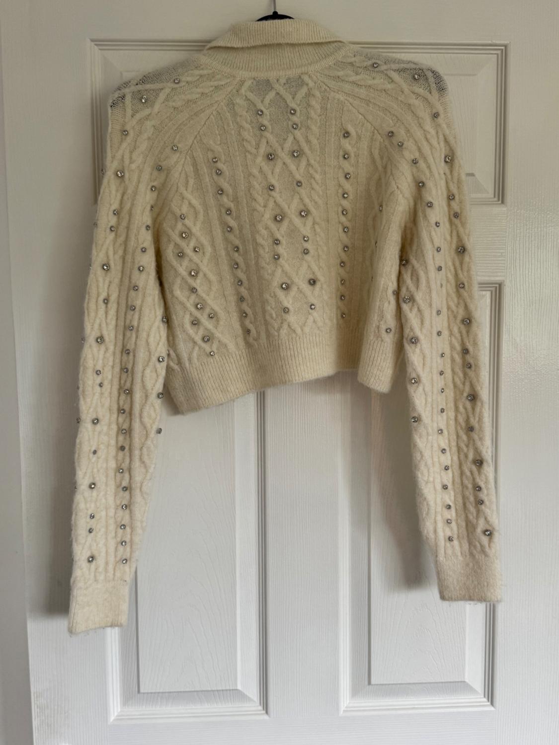 CROPPED KNIT CARDIGAN WITH BEADING - Image 2