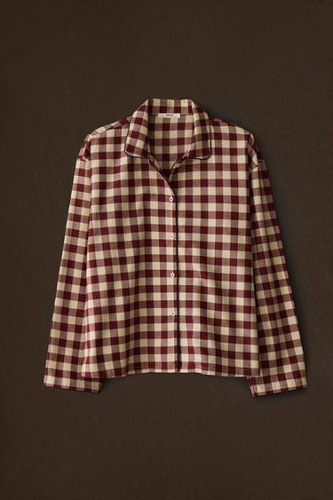GINGHAM CHRISTMAS SHIRT - Burgundy by Zara