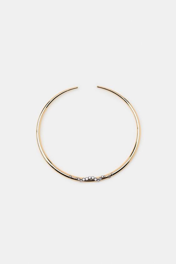 METAL RHINESTONE CHOKER NECKLACE - Golden by Zara - Image 1