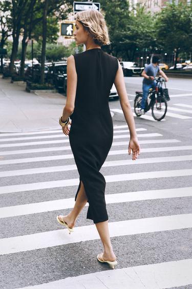 BELTED CREPE MIDI DRESS - Black by Zara - Image 2