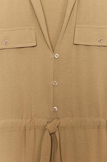 FLOWING JUMPSUIT WITH POCKETS - Khaki by Zara - Image 7