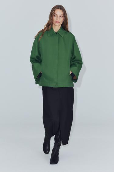ז'קט קצר ZW COLLECTION - ירוק / נוד של Zara