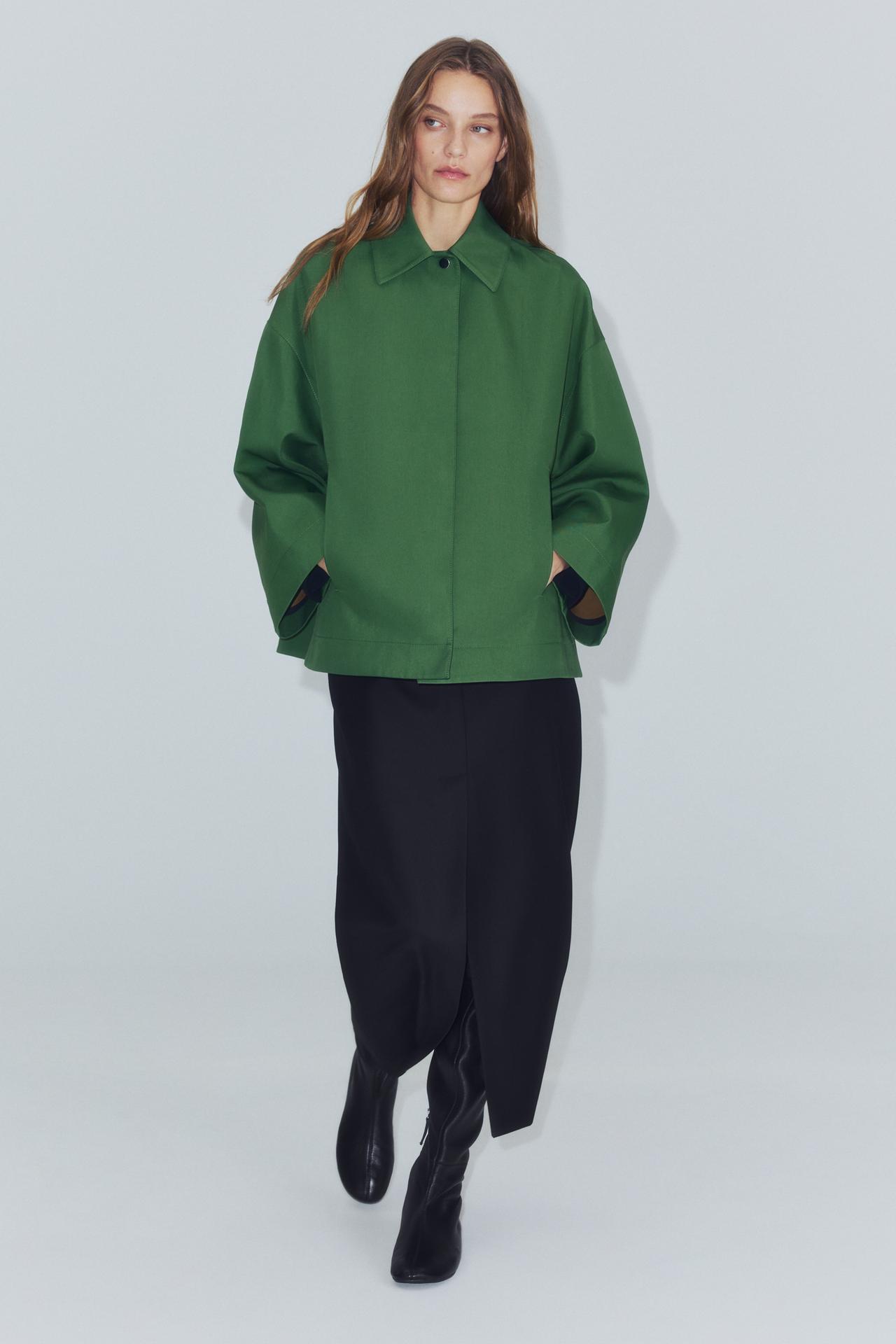 ZW COLLECTION SHORT JACKET — Green / Ecru