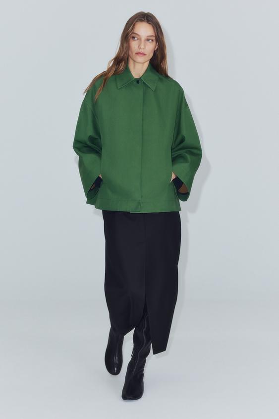 ZW COLLECTION SHORT JACKET - Green / Ecru by Zara - Image 0