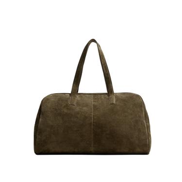 BOLSO DE VIAJE PIEL M - Verde Caqui de Zara