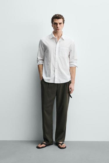 REGULAR FIT CREASED-EFFECT SHIRT - White by Zara - Image 0