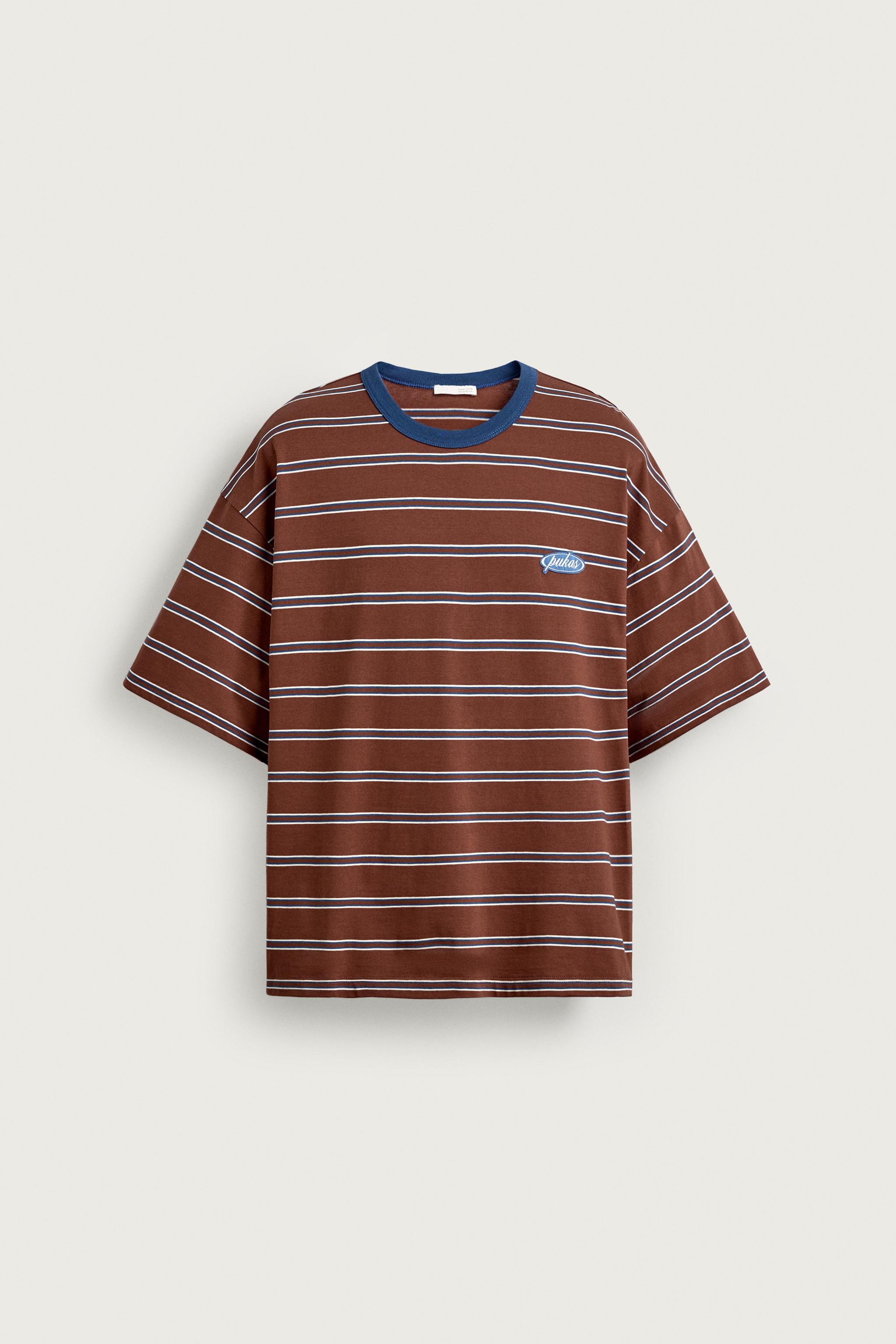 PUKAS SURF X ZARA ÇİZGİLİ JAKARLI T-SHIRT - Brown Stripes | ZARA