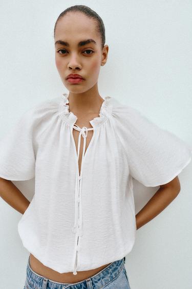 ROMANTIC RUFFLED BLOUSE - White by Zara