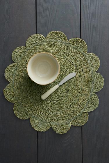 Zara FLOWER RATTAN PLACEMAT - 綠色