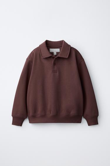 Sweatshirt mit Polokragen - Braun von Zara