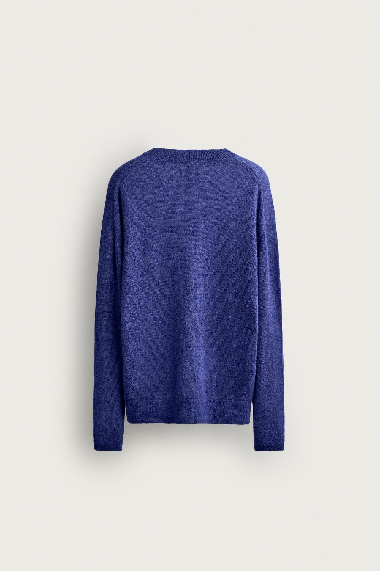 ALPACA BLEND REGULAR FIT SWEATER — Bluish