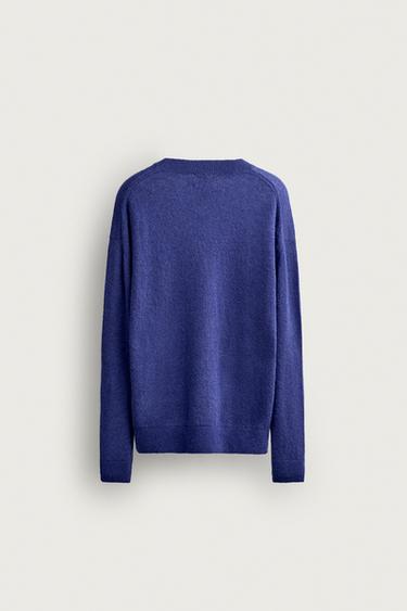 ALPACA BLEND REGULAR FIT SWEATER — Bluish 2