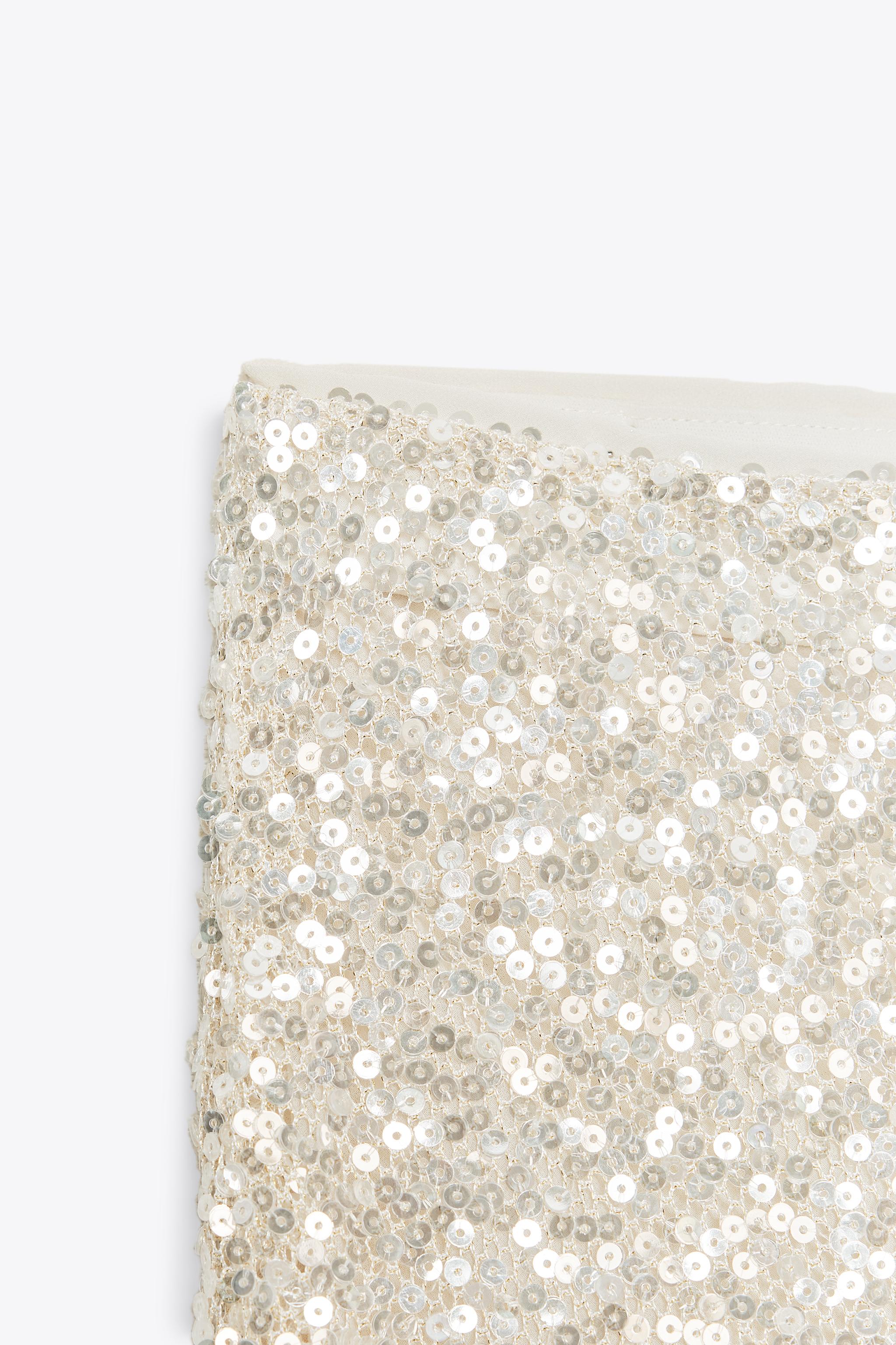 SEQUINED MIDI SKIRT - Silver | ZARA United States