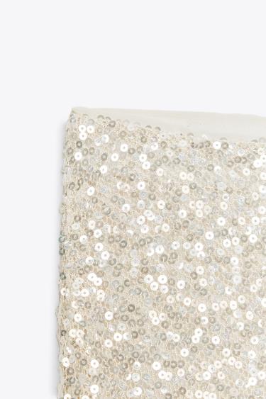 SEQUIN MIDI SKIRT - Silver by Zara - Image 5